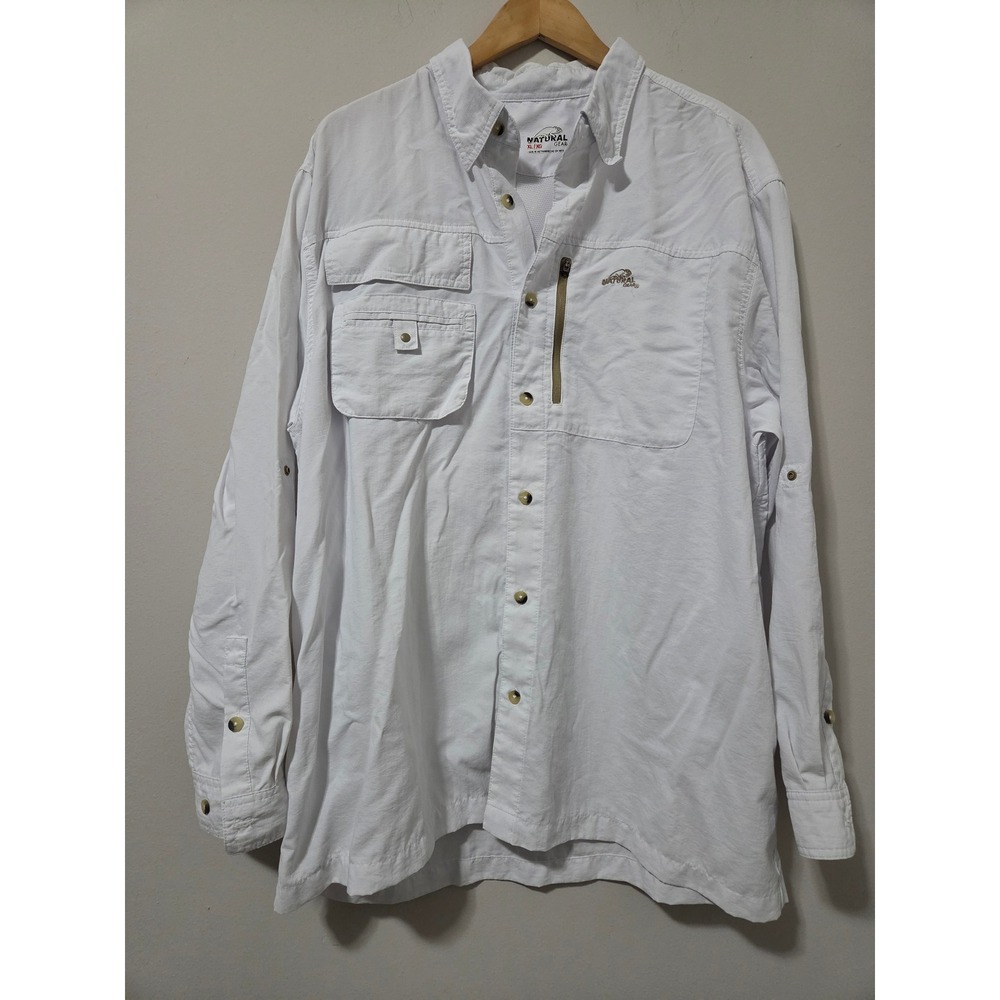 Natural Gear Mens‎ White Long Sleeve Fishing Shirt XL Ventilated Ripstop Utility